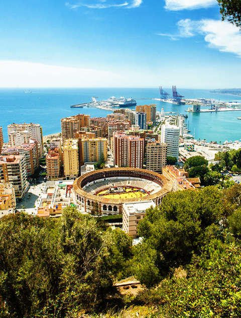 View,Of,The,City,Of,Malaga,,With,The,Bullring,And