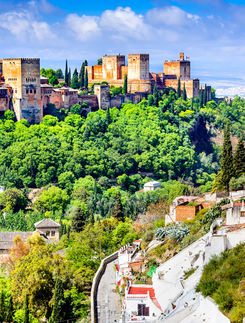 Granada,,Spain.,Famous,Alhambra,Seen,From,Sacromonte,,Nasrid,Emirate,Fortress,