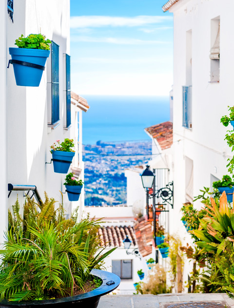 Picturesque,Street,Of,Mijas,With,Flower,Pots,In,Facades.,Andalusian